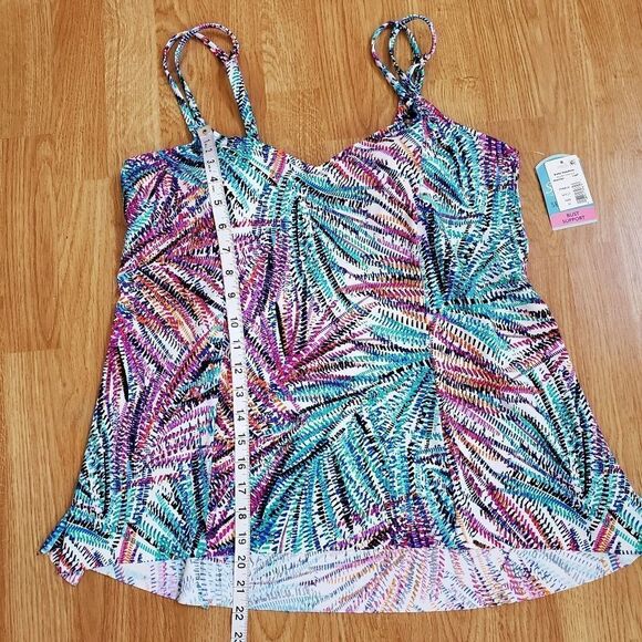 Colorful "Palmalicious" Hi Low Tankini Top size 18 - Picture 8 of 12
